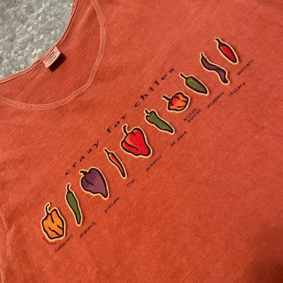 Vintage Crazy Shirts Crazy for Chiles Dyed Shirt Womens Large USA 90s Y2K Pepper - Picture 2 of 11